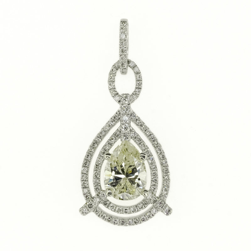 1.65ctw Pear Diamond Pendant on 18" Necklace in 14K White Gold