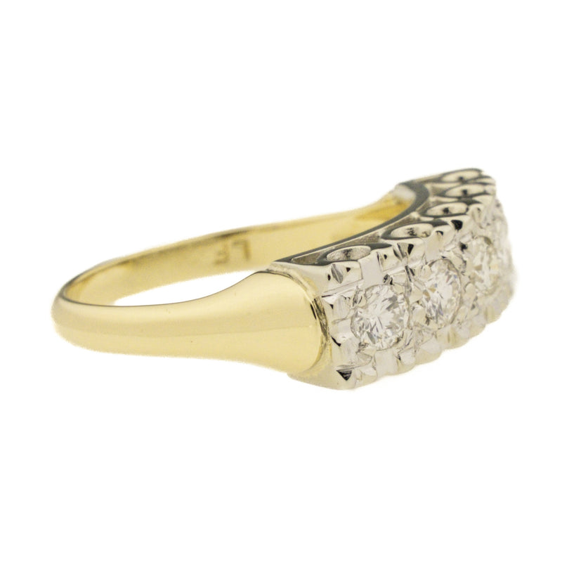 0.55ctw Round Diamond Band Ring in 14K Two Tone Gold - Size 6.75