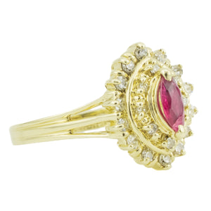 0.23ctw Marquise Ruby & Diamond Accented Gemstone Ring in 14K Yellow Gold - Size 6.5