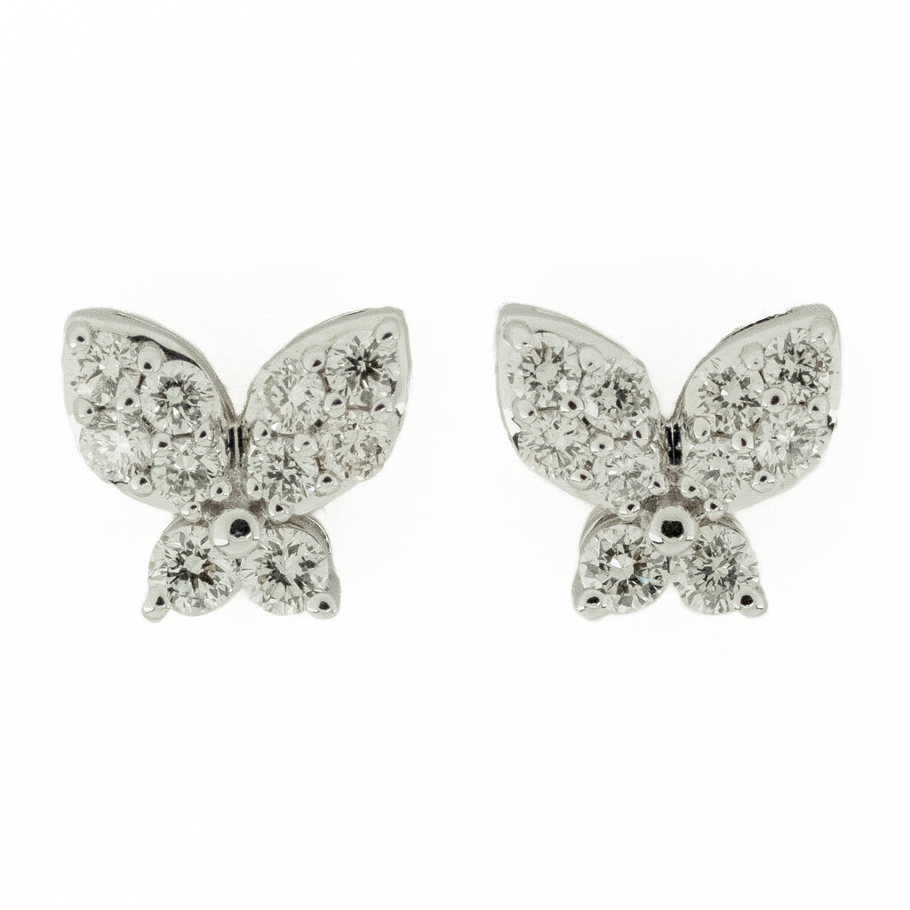 0.36ctw Diamond Accented Butterfly Stud Earrings in 14K White Gold
