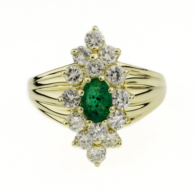 0.82ctw Natural Emerald and 1.00ctw Diamond Ring in 14K Yellow Gold - Size 6.25