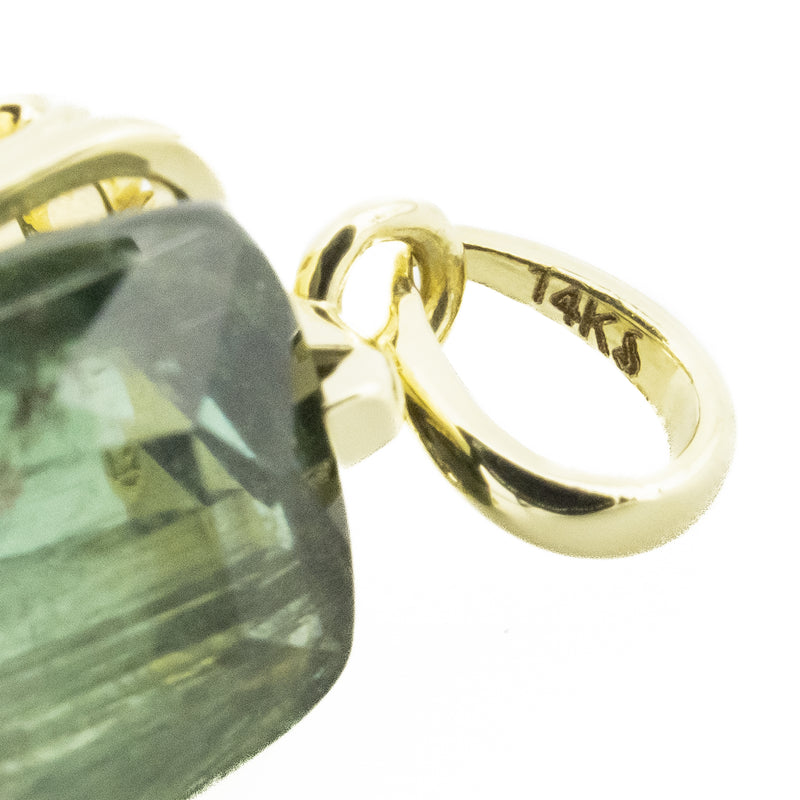 GIA 4.53ctw Watermelon Tourmaline Solitaire Gemstone Pendant in 14K Yellow Gold