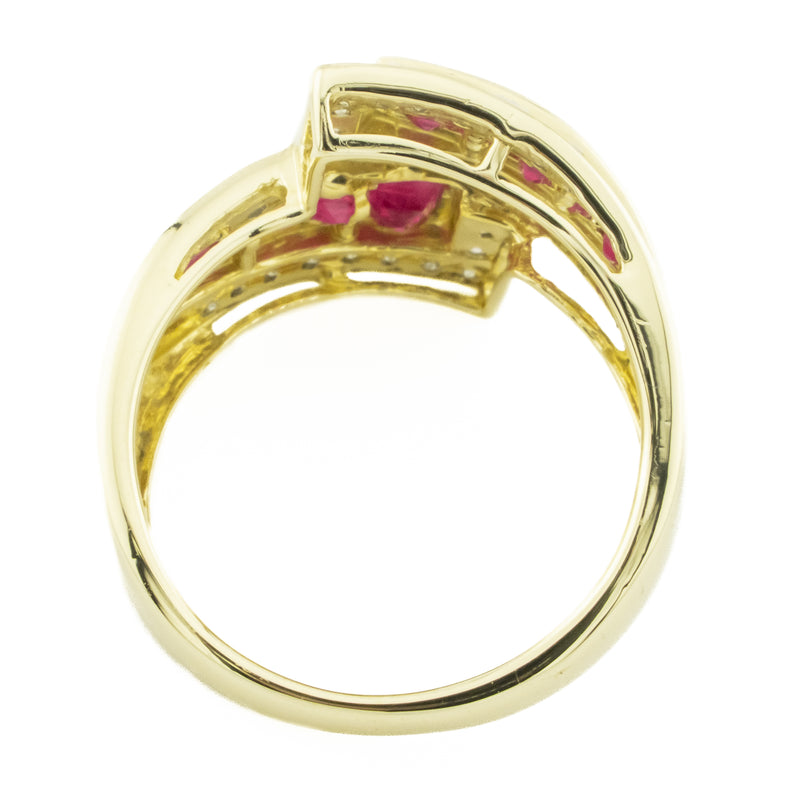 0.57ctw Natural Ruby & 0.16ctw Diamond Accents Ring in 14K Yellow Gold - Size 7.25