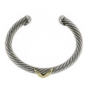 David Yurman, 14K Yellow Gold & Sterling Silver 7mm Wide X Cable Bracelet