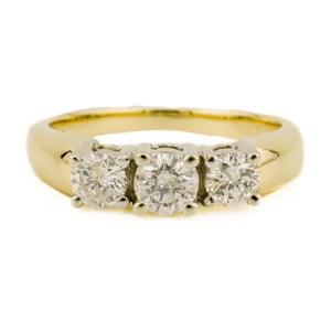 0.70ctw Round Three Stone Diamond Engagement Ring in 14K Two-Tone Gold - Size 5.75