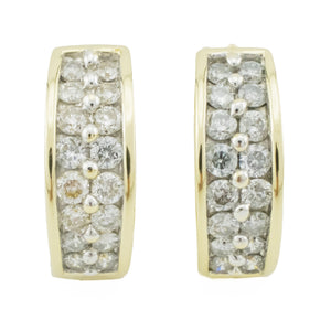 1.00ctw Round Diamond Pavé Set Hoop Earrings in 14K Yellow Gold