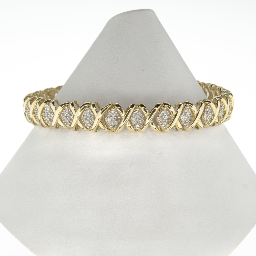 2.24ctw Multi Diamond 8" Tennis Bracelet in 10K Two Tone Gold