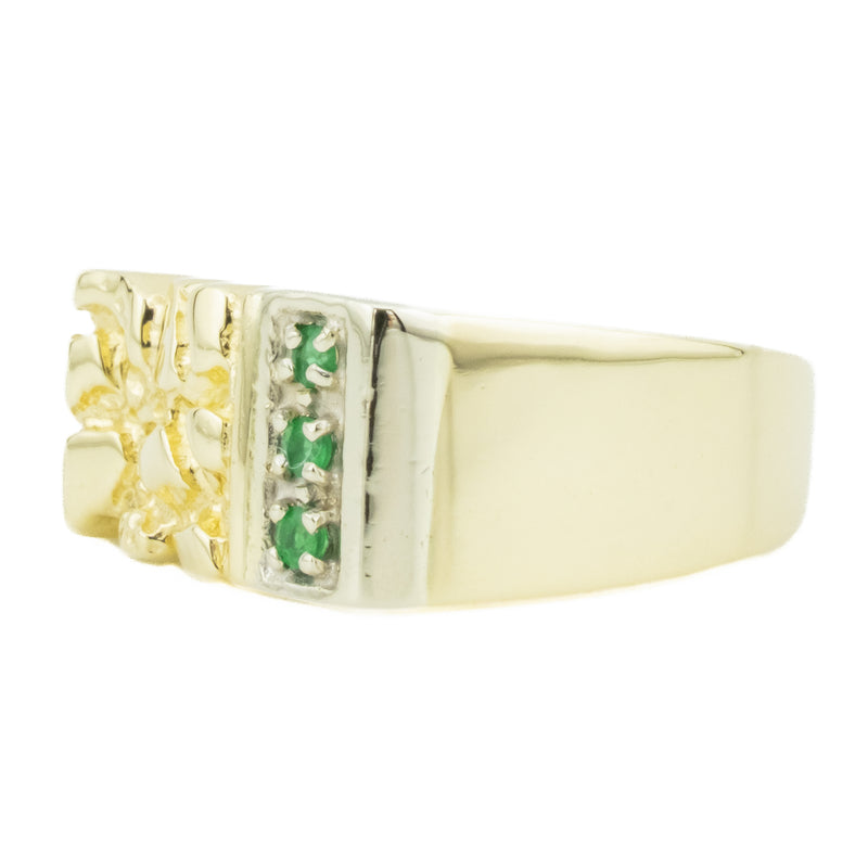 Emerald Accented Gemstone Ring in 14K Yellow Gold - Size 7