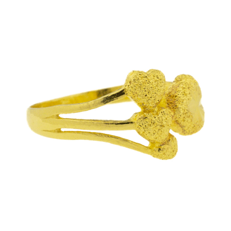 Lady's Hearts Gold Ring in 24K Yellow Gold - Size 7.5