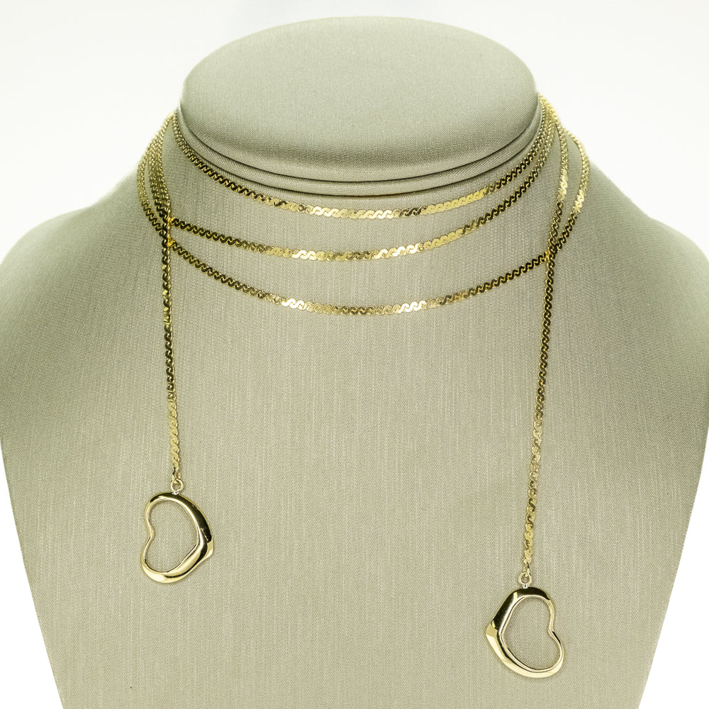 50" Hearts Pendants with S-Link Gold Fashion Chain Necklace in 14K Yellow Gold 18G