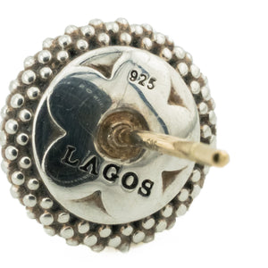 8.5mm Lagos Pearl Caviar Solitaire Earrings in Sterling Silver and 14K Yellow Gold