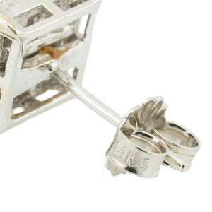 1.50ctw Invisible Set Diamond Accented Stud Earrings in 14K White Gold