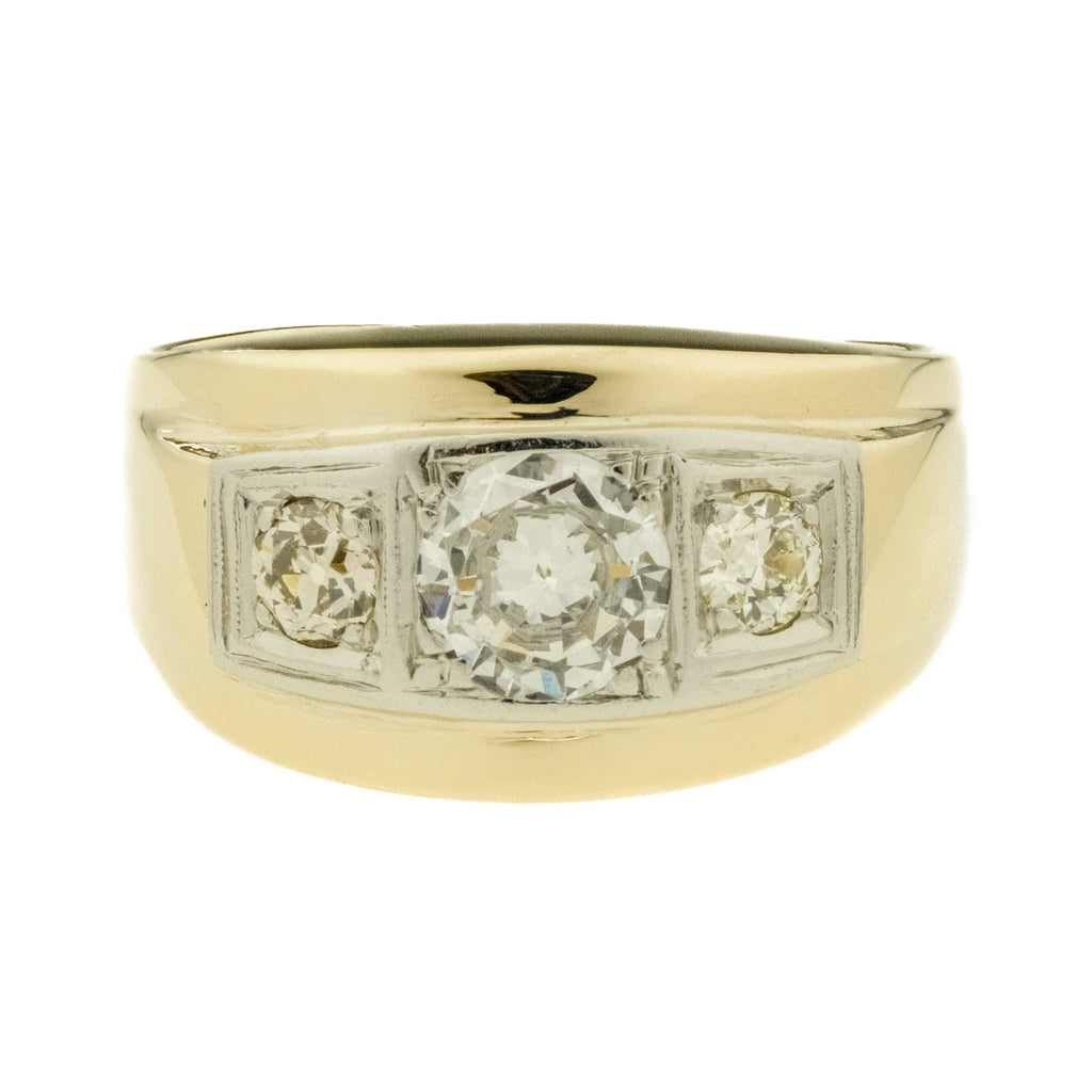1.30ctw Gent's Diamond Ring in 14K Two Tone Gold - Size 10.25