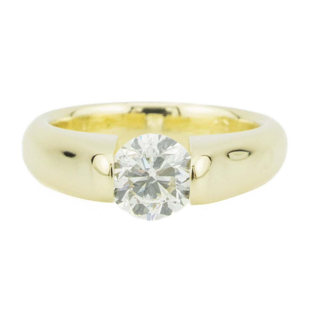 0.97ctw Round Brilliant J/SI1 Diamond Solitaire Engagement Ring in 14K Yellow Gold Size 5.5