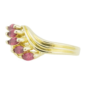 0.55ctw Marquise Ruby Accented Ring in 14K Yellow Gold - Size 4.5