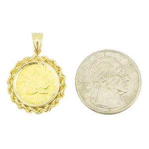 1987 Canadian Maple Leaf 1/10oz Coin Pendant Charm in .999 and 14K Yellow Gold