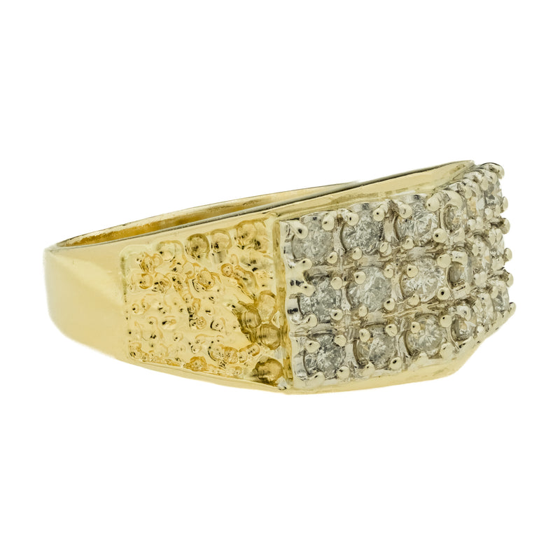 1.08ctw Diamond Accented Gent's Ring in 14K Two Tone Gold -Size 9.5