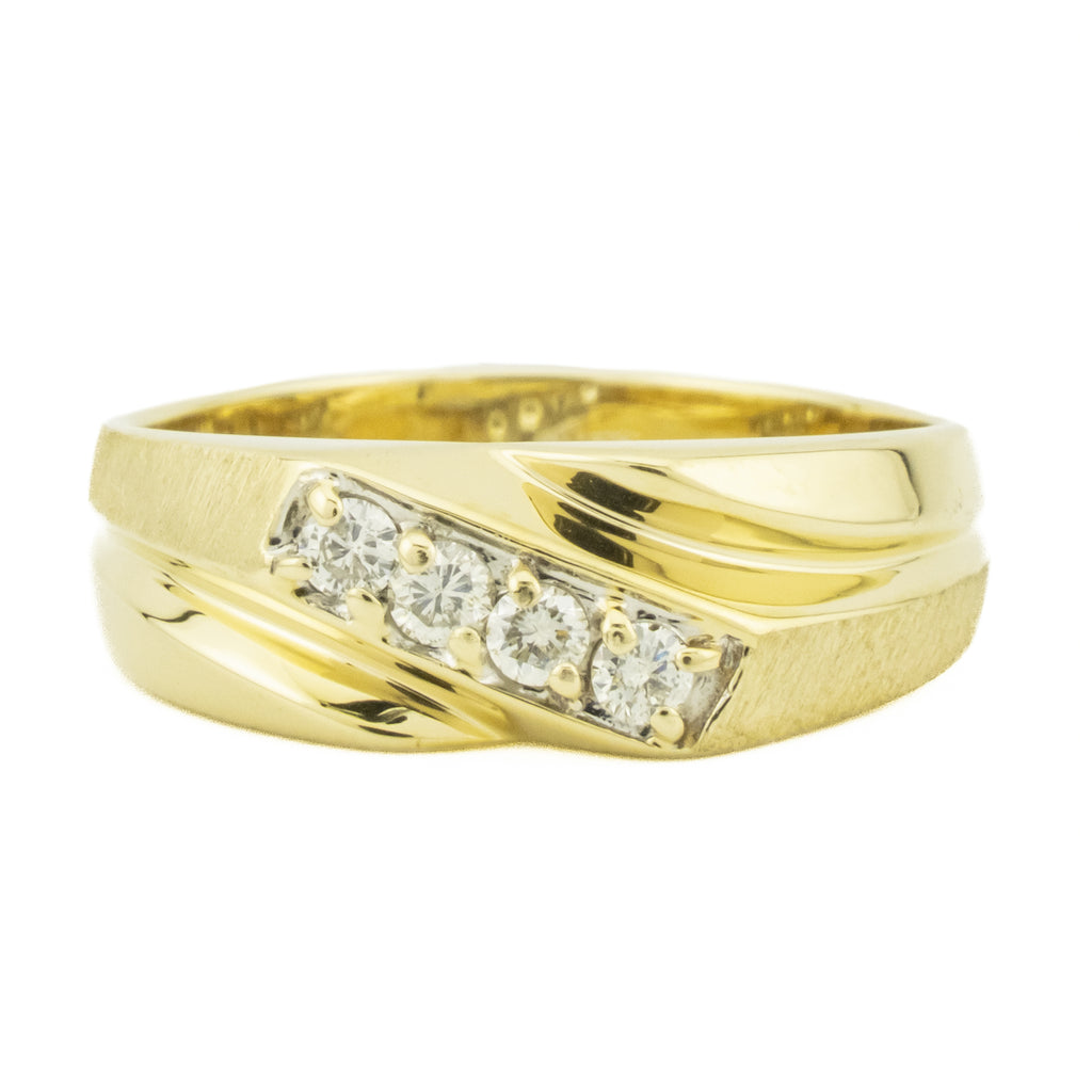 0.25ctw Round Diamond Men's Wedding Band Ring in 14K Yellow Gold -Size 11