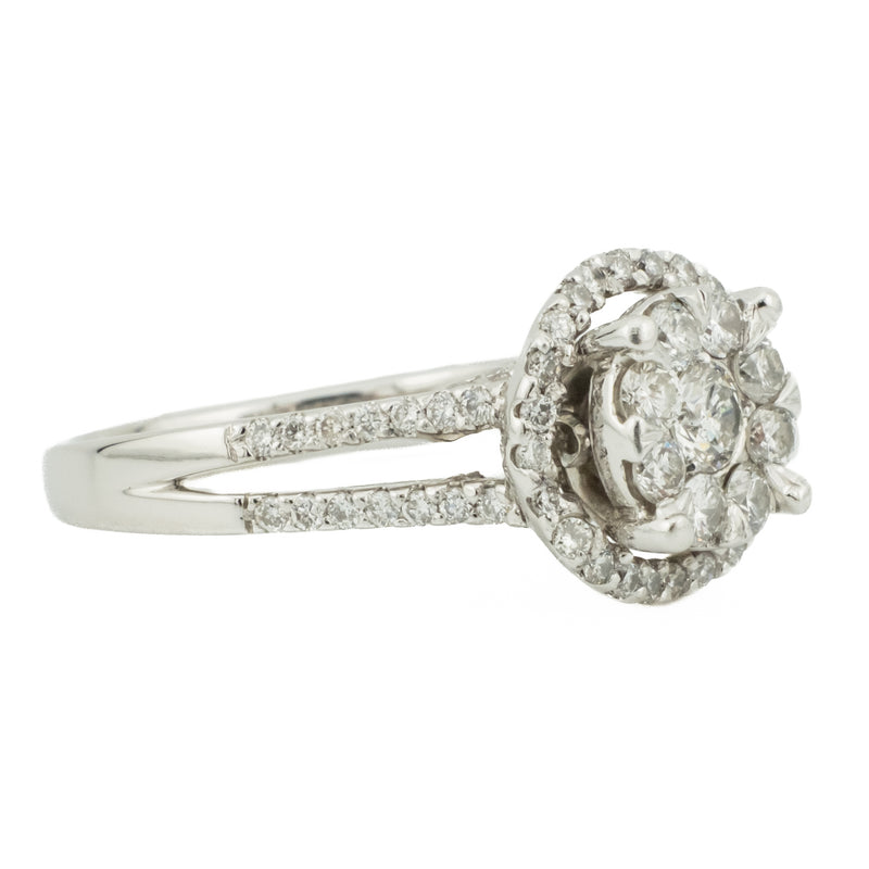 1.00ctw Round Brilliant Diamond Cluster Ring in 14K White Gold - Size 8