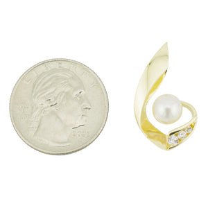 7mm Pearl with Diamond Accents Slide Pendant in 14K Yellow Gold - No Chain Included