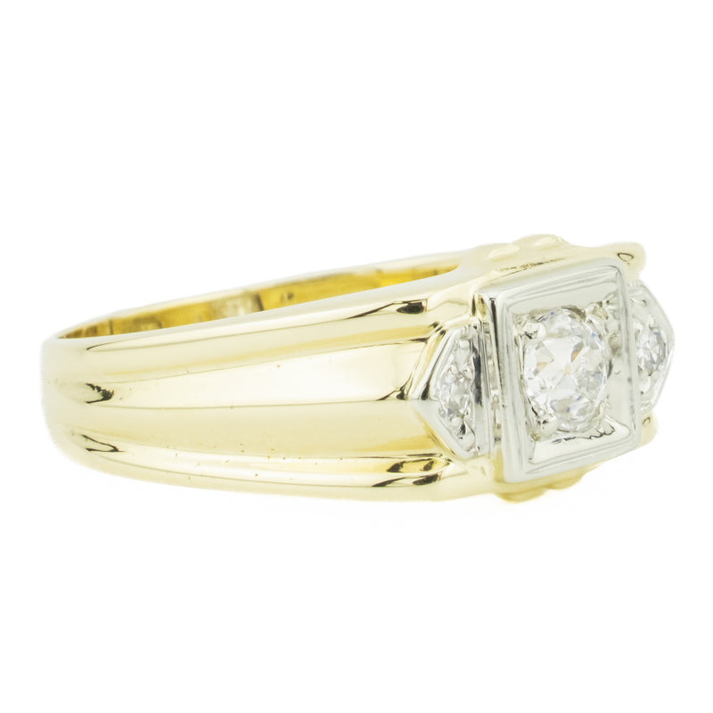 0.44ctw Gent's Diamond Accented Ring in 14K Yellow Gold - Size 10.50