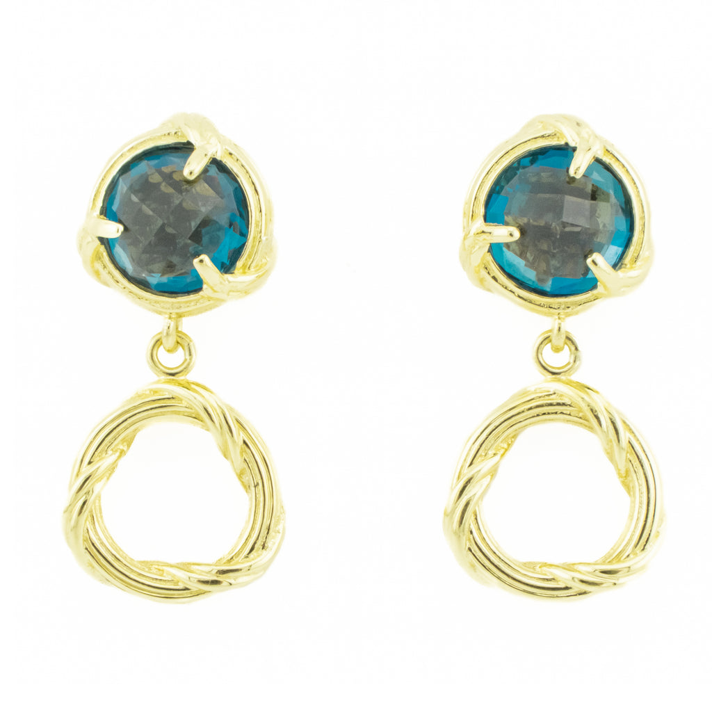 Peter Thomas Roth Blue Topaz Solitaire Gemstone Earrings in 18K Yellow Gold