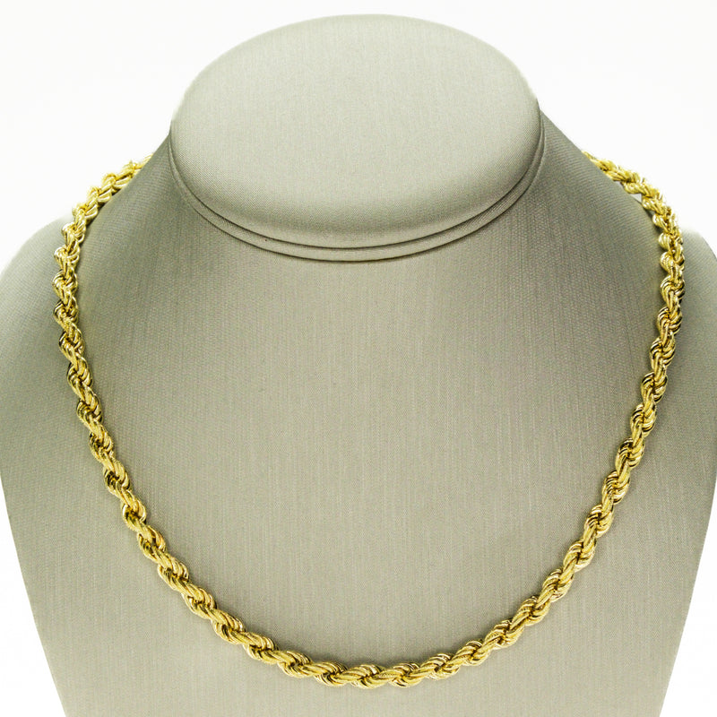 5.5mm Wide Rope Chain Necklace 18" in 18K Yellow Gold