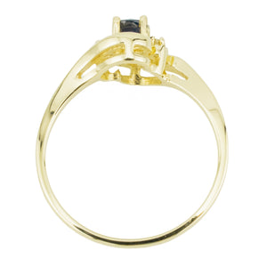 0.15ctw Round Sapphire with Diamond Accents Gemstone Ring in 14K Yellow Gold - 5.75