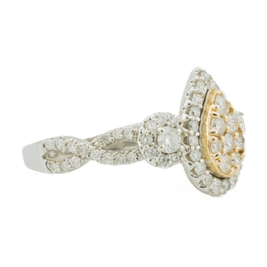 1.00ctw Diamond Cluster Engagement Ring in 14K Two-Tone Gold -Size 7.75