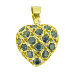 1.00ctw Sapphire Accented Gemstone Heart Pendant in 18K Yellow Gold - No Chain Included
