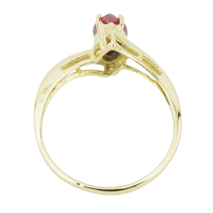 1.10ctw Marquise Natural Ruby Solitaire Ring in 10K Yellow Gold - Size 8