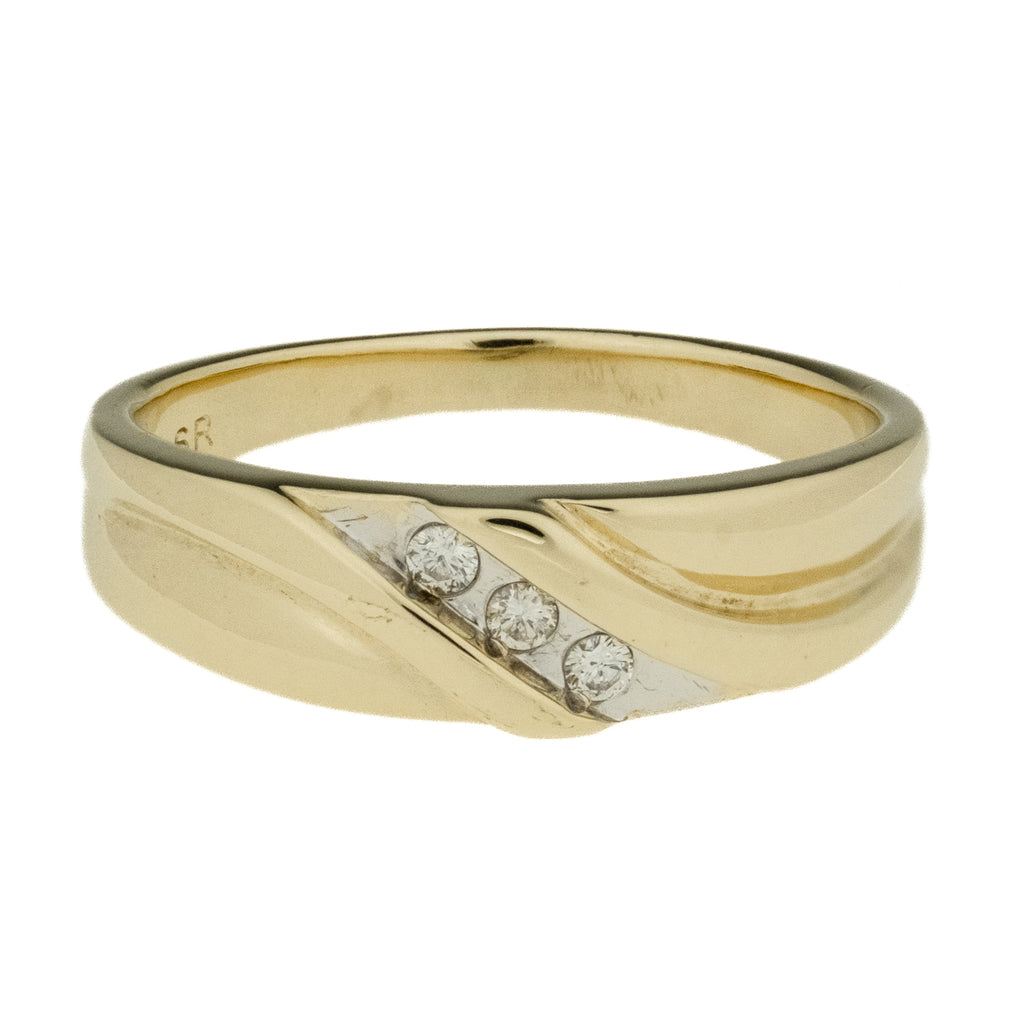0.06ctw Round Diamond Men's Wedding Band Ring in 10K Two Tone Gold