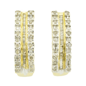 0.70ctw Diamond Huggie Hoop Earrings in 10K Two-Tone Gold