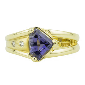 1.00ctw Tanzanite with Diamond Accents Ring in 14K Yellow Gold - Size 6.75