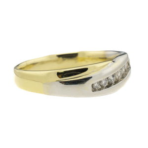 0.20ctw Round Diamond Men's Wedding Band Ring in 14K Two Tone Gold