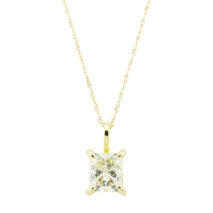 GIA 1.02ctw Princess Cut Diamond Solitaire Pendant in 14K Yellow Gold - Chain Not Included