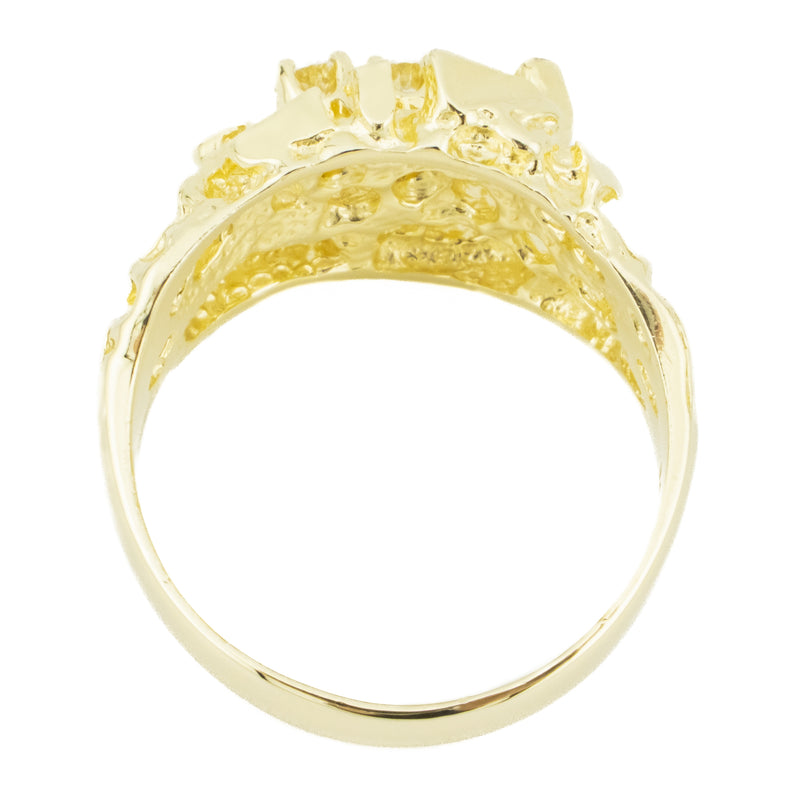 0.36ctw Diamond Accented Nugget Gent's Ring in 14K Yellow Gold -Size 10.75