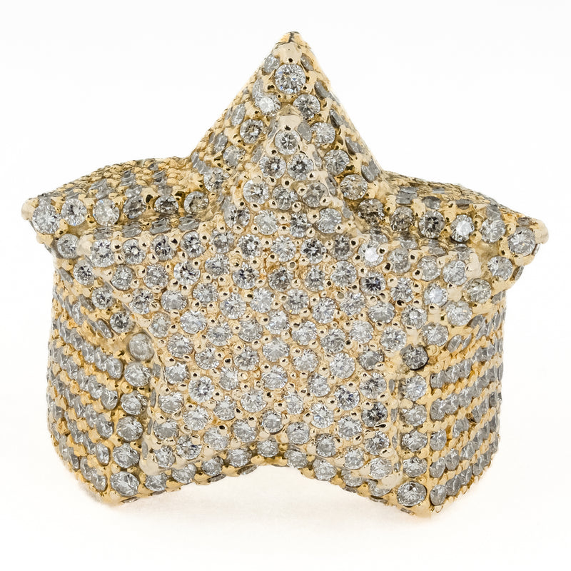 4.95ctw Diamond Layered Star Shape Solid Ring in 10K Yellow Gold - Size 8.5