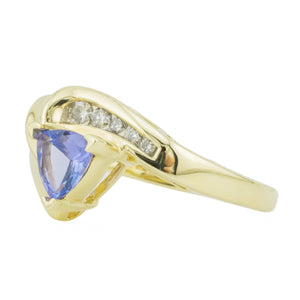 0.50ctw Tanzanite & Diamond Accented Gemstone Ring in 14K Yellow Gold - Size 6.5