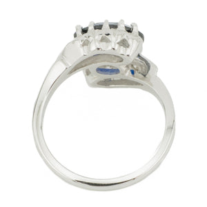 Vintage 2.50ctw Oval Lab Sapphire & Diamond Accented Ring in 14K White Gold - 6