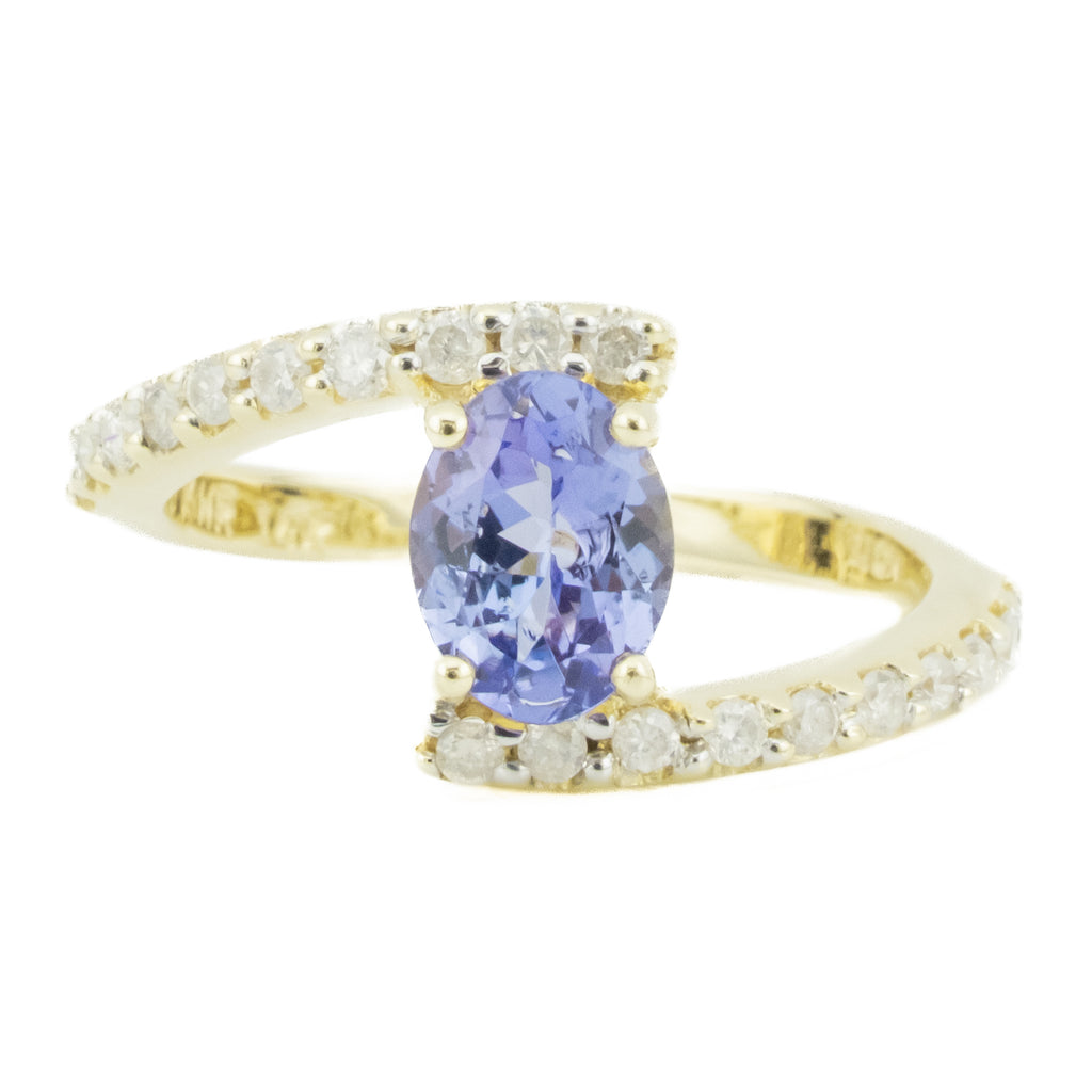 1.00ctw Tanzanite & Diamond Accented Gemstone Ring in 10K Yellow Gold - Size 6.5