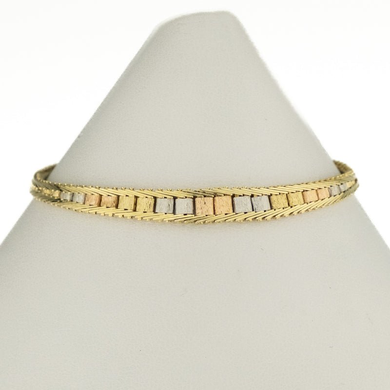 Gold Fashion Bracelet 7.5" in 14K Three Tone Gold