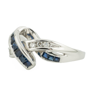 0.30ctw Sapphire and Diamond Accents Ring in 14K White Gold - Size 7