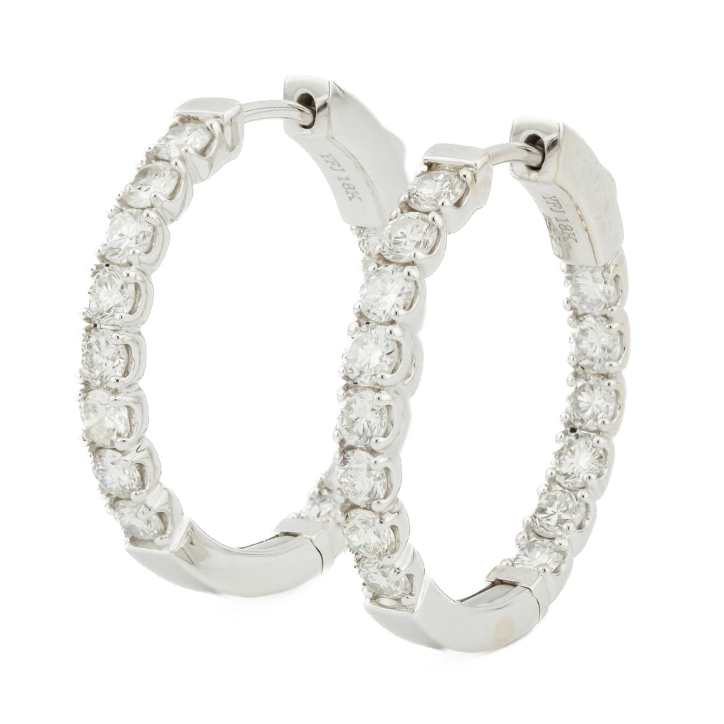 2.55ctw Diamond Hoop Earrings in 18K White Gold