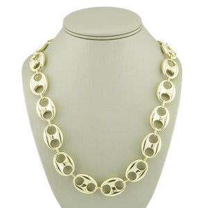 19mm Wide Hollow Gucci Link 24" Chain Necklace in 10K Yellow Gold - 43.8 Grams