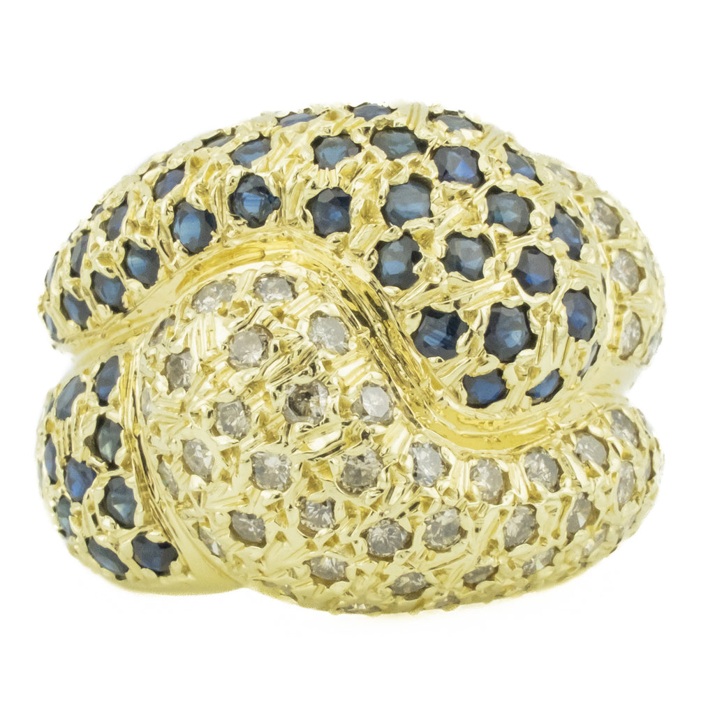 Sapphire & Diamond Accented Gemstone Ring in 14K Yellow Gold - 6.75