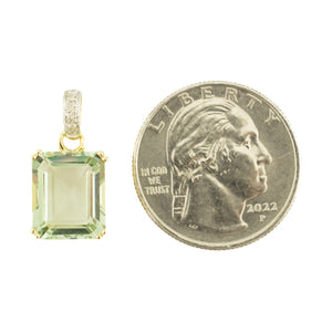 10.31ctw Emerald Cut Green Amethyst Pendant on 18" Chain in 14K Yellow Gold