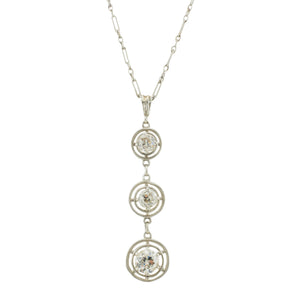 Vintage 1.00ctw Diamond Accented Drop Pendant on 14" Chain in Platinum