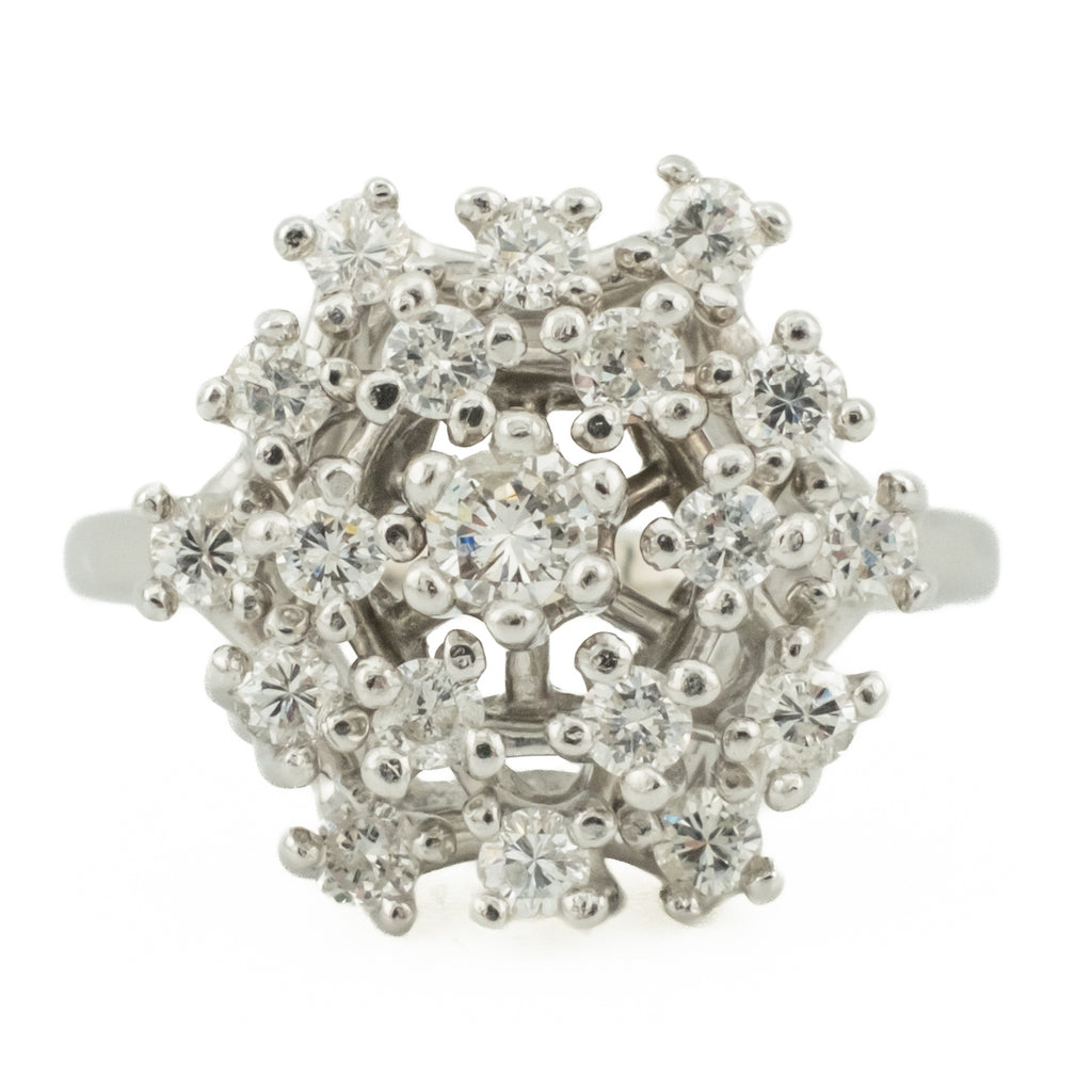 1.00ctw Round Brilliant Diamond Accented Cluster Ring in 14K White Gold - Size 7.5