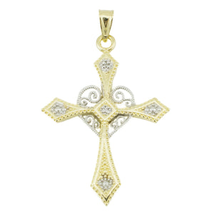 Cross Pendant in 10K Two Tone Gold - 1.5 Grams
